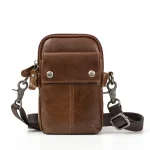 0716 0715 sac de taille pour hommes, sac pour téléphone portable, sac à dos à bandoulière rétro en cuir ciré à l&rsquo;huile de grande capacité pour l&rsquo;extérieur