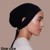 jersey coton musulman sous hijab casquette avec trou d'oreille couleur unie intérieur hijab casquette femme musulman rond front sous écharpe bonnet