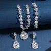Ensemble de bijoux goutte d&rsquo;eau en cristal strass, Bracelet en diamant, glands brillants, boucles d&rsquo;oreilles de luxe, collier exquis pour Banquet