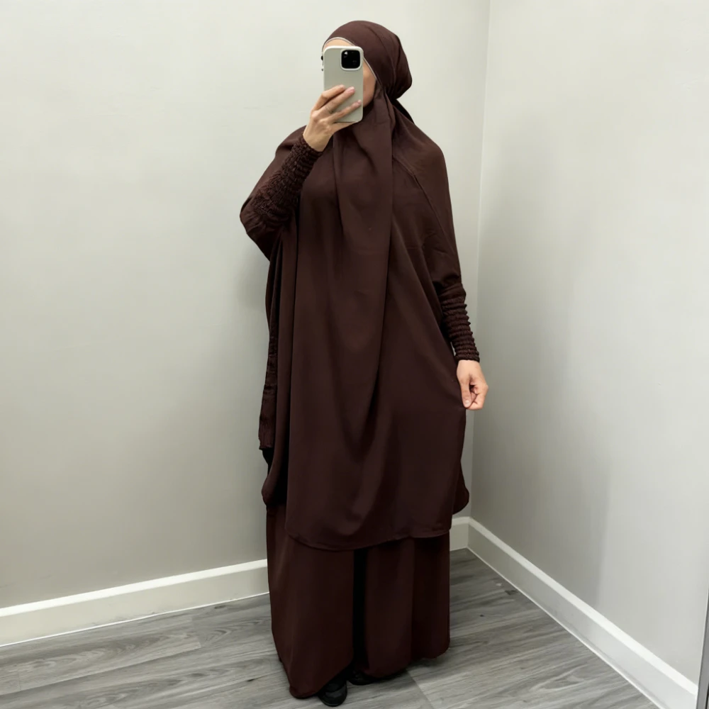 femmes hijab robe prière vêtement ensemble 2 pièces jilbab abaya eid musulman couverture complète ramadan longue khimar robe vêtements islamiques niqab