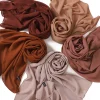 70*180 cm musulman en mousseline de soie hijab châles écharpe femmes couleur unie bandeau femmes hijabs foulards dames foulard femme voile musulman