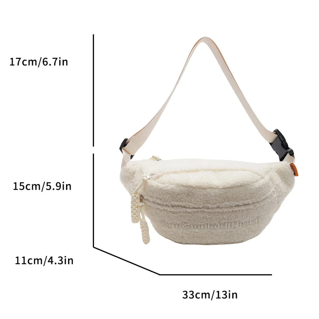 Grand sac de taille pour femmes, sac de ceinture en peluche d'hiver, sac à bandoulière de poitrine, sac banane moelleux à la mode, sac banane de styliste