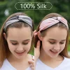 100% naturel mûrier soie bandeau luxe soie élastiques torsadé tête enveloppement bandeau écharpe style bohème femmes cheveux accessoires