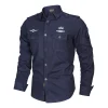 chemise en lin de couleur unie pour hommes printemps et automne outillage en plein air couleur unie décontracté chemise à manches longues vêtement homme