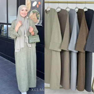 Abaya en lin décontracté pour filles, kebaya, kaftan, Turquie, islamique, Eid, robes d&rsquo;hiver, solide, document, paupières, 2024