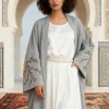 abaya brodé élégant de dubaï pour femmes musulmanes – intrument conçu avec des manches brodées florales dans la mode modeste islamique