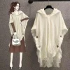 cape poncho à capuche en crochet, châle boho chic à franges pour femmes, vêtements d'extérieur polyvalents printemps automne