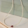 collier de perles pour femmes, bracelet en cristal rouge, classique, bijoux de luxe, chaîne de clavicule, ras du cou tendance, cadeau de fête