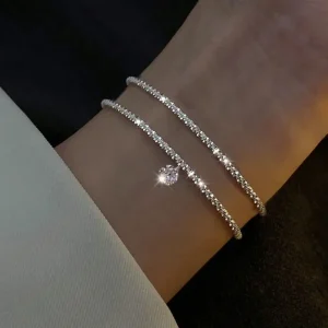 Bracelets réglables en argent Sterling 925 pour femmes, couleur scintillante, élégant, fin, nouveaux bijoux cadeaux pour fête de mariage