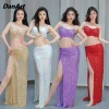 robe d'entraînement du ventre sexy pour femmes, haut de danse orientale à paillettes, ensemble jupe longue, costume de danse du ventre, nouveau costume de spectacle sur scène