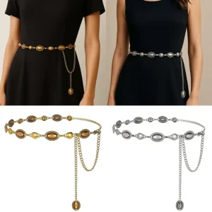 Chaîne de taille polyvalente pour femmes, réglable, rétro, chaîne en métal, or/argent, Cowgirl, ceinture de chaîne de pays occidental