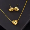 ensemble de bijoux couleur or exquis pour fête, boucles d'oreilles en forme de cœur et chaîne pendentif, ensemble de bijoux de mariée américains pour fête de fiançailles