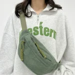 Sacs de ceinture en velours côtelé décontractés pour femmes, sac banane à la mode, sac de taille banane, sac à main de hanche, sac à bandoulière de poitrine, poche