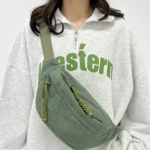 Sacs de ceinture en velours côtelé décontractés pour femmes, sac banane à la mode, sac de taille banane, sac à main de hanche, sac à bandoulière de poitrine, poche