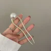 Épingles à cheveux en perles coréennes en forme de u, épingles à cheveux en métal pour femmes et filles, bâtons pour chignon, accessoires de coiffure, cadeaux, nouvelle collection