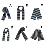 Écharpe rayée à pour l&rsquo;hiver l&rsquo;automne, écharpe à col fin pour femmes, tenue assortie, longue écharpe formelle pour