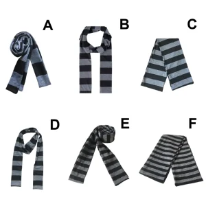 Écharpe rayée à pour l&rsquo;hiver l&rsquo;automne, écharpe à col fin pour femmes, tenue assortie, longue écharpe formelle pour