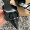 chaussures noires élégantes pour femmes, design de boucle à la mode, sandales d'été à talons hauts, slingback, bout pointu, pour le bureau, 2025