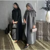 abaya musulman noir simple banlieue mode plissée ample longue trench manteau veste 2024 automne nouveau