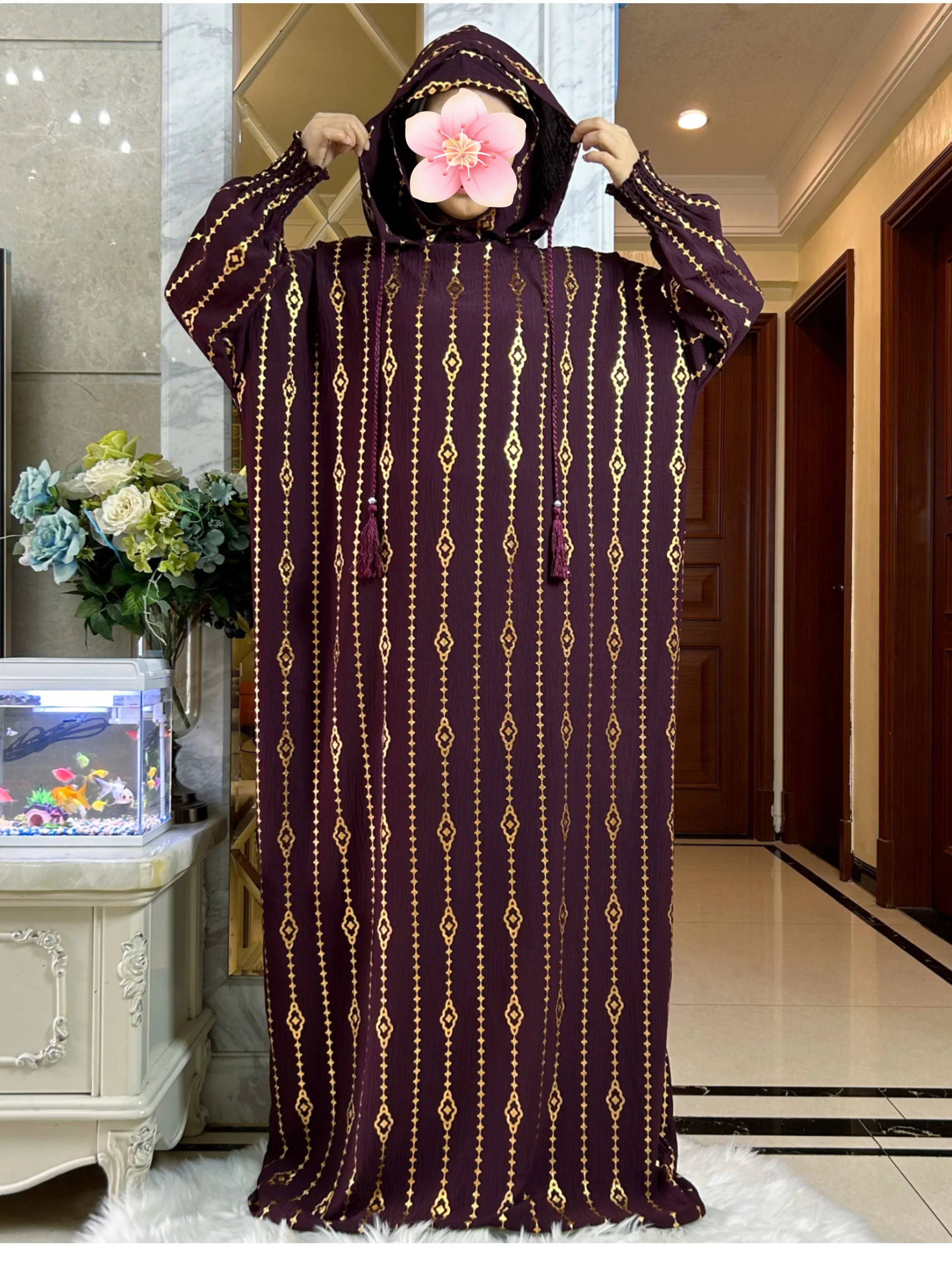 2025 coton tissu Ramadan musulman deux chapeaux Abaya dubaï turquie Islam vêtements de prière or poussière robe Islam femmes robe caftan