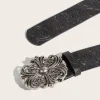 ceinture polyvalente en relief à fleurs pour hommes et femmes, style occidental universel, à la mode, personnalisée, artistique, rétro