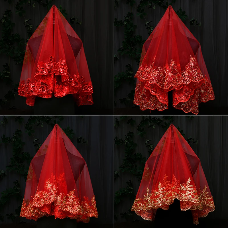 Délicat voile de mariée de mariage chinois avec motif de broderie voile Tulle Xiuhe vêtements paillettes pleine dentelle bord brodé Hijab Délicat voile de mariée de mariage chinois avec motif de broderie voile Tulle Xiuhe vêtements paillettes pleine dentelle bord brodé Hijab