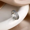 bague en argent 925 pour femmes, incrustée de zircon, bijoux scintillants de luxe, design vintage creux/géométrique, cadeau de fête de mariage à la mode