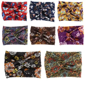 Bandeau de Sport imprimé bohème, larges attaches élastiques, foulard de Yoga, accessoires pour cheveux pour femmes, bandeaux à la mode