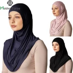 Hijab femme musulman ramadan abaya femme islam foulard musulmane pour femme bonnet soie de medine Robe Hijab noire en Jersey pour femmes musulmanes, Hijab islamique, écharpe, Turban, portefeuille de tête instantané