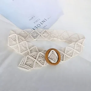 Vintage rétro cire corde plage tissé à la main bricolage tout-match tressé ceinture Style ethnique ceintures femmes taille chaîne ronde bouton en bois