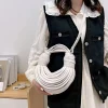 sacs à main tissés à la main pour femmes, pochette de soirée, ulnouée, tressé, hobo, argent, créateur de luxe, marque, nouveau, 2025