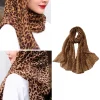 foulard en mousseline de soie imprimé léopard, châle hijab musulman léger, enveloppe de tête fine à la mode pour femmes, écharpe élégante à col carré