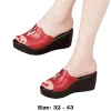 Sandales en cuir compensées d&rsquo;été de haute qualité pour femmes 6cm talon moyen nouveau 2025 taille 32 33 43 plate-forme à bout ouvert chaussure élégante noir rouge