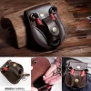 Sac de rangement de transport de boule d&rsquo;acier de fronde noir/marron, sac de taille intégré multifonctionnel en cuir fait à la main à aspiration magnétique