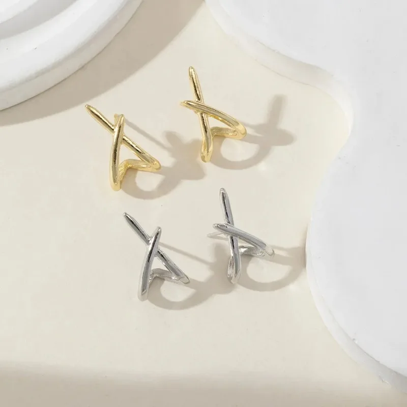 Boucles d'oreilles croisées en acier inoxydable pour femmes et filles, accessoires tendance, délicats, simples et minimalistes, bijoux de fête à la mode, cadeaux