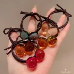 Bandes de cheveux élastiques couleur bonbon, boule de verre brillante, pour femmes, petites filles, anneaux de cheveux, coiffure, attaches pour cheveux, cordes en queue de cheval, vente en gros