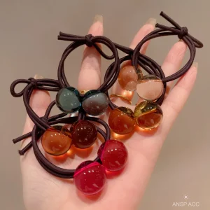 Bandes de cheveux élastiques couleur bonbon, boule de verre brillante, pour femmes, petites filles, anneaux de cheveux, coiffure, attaches pour cheveux, cordes en queue de cheval, vente en gros