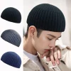 chapeaux musulmans pour hommes, chapeau de melon tricoté en pur coton, hijab élégant de haute résistance, casquettes de prière eid ramadam, printemps et hiver