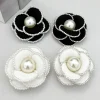 Broches élégantes en perles et strass pour femmes, épingles à revers en tissu coréen, fleur de camélia, manteaux, pull, Badge, accessoires