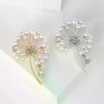 Broches de pissenlit en strass pour femmes, broches de plantes en perles, sac à dos de fête de Banquet, cadeaux, accessoires de bijoux