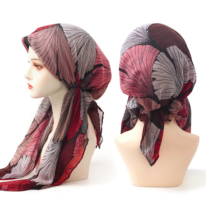 mode femmes musulman hijab imprimer turban chapeau pré attaché écharpe perte de cheveux foulard musulman bandeau pré attaché bandana turbante mujer