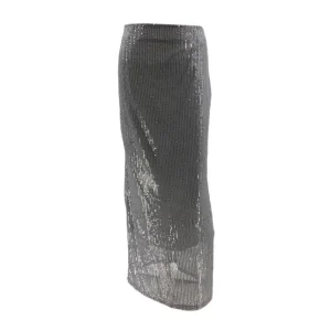 Jupe Maxi Taille Haute Élégante avec Décoration à Paillettes Brillantes, Détail pour la Maison et la Rue