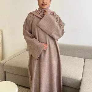 Lin uni fermé Abaya dubaï luxe musulman Hijab robe turquie décontracté robes africaines Abayas pour les femmes Ramadan Eid Islam caftan Lin uni fermé Abaya dubaï luxe musulman Hijab robe turquie décontracté robes africaines Abayas pour les femmes Ramadan Eid Islam caftan