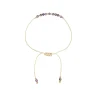 bracelet de perles en pierre naturelle pour femmes, réglable, bijoux à la mode, design avec cordon d'améthyste