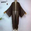 winyi couleur unie design vêtements de plage maillot de bain moyen orient abaya dubaï luxe femmes cardigan vacances à manches longues robe kimono