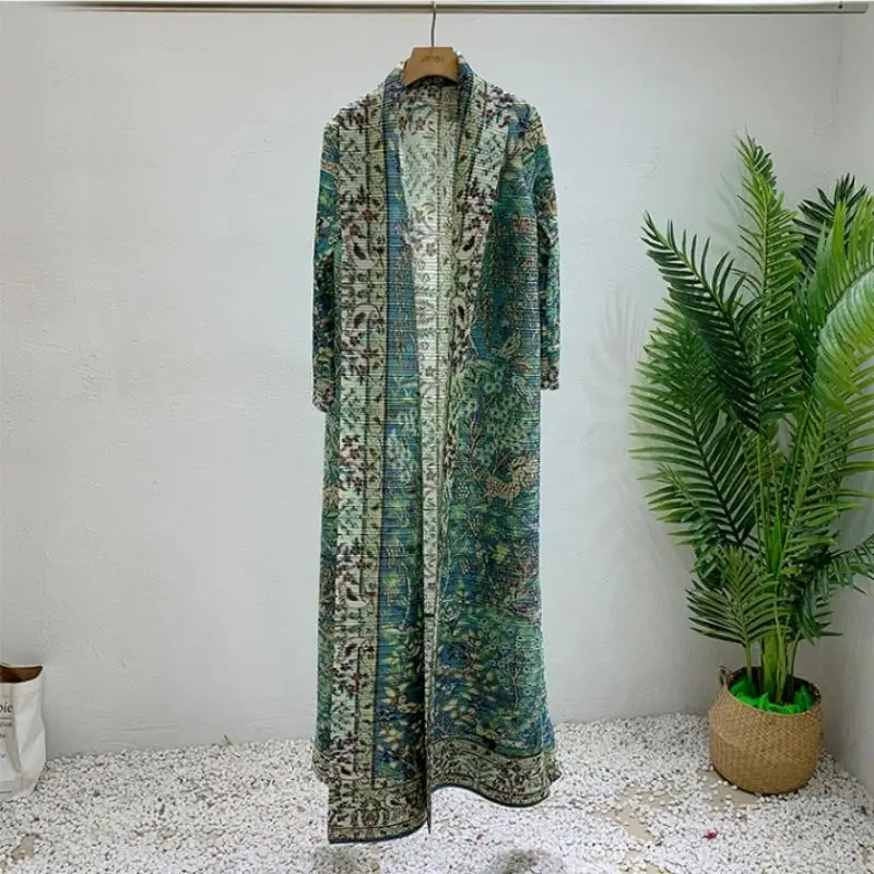 jupe plissée élégante pour femmes musulmanes, robe abaya, grande taille, manches longues, cardigan à la mode, nouvelle impression, vêtements musulmans tendance 2025