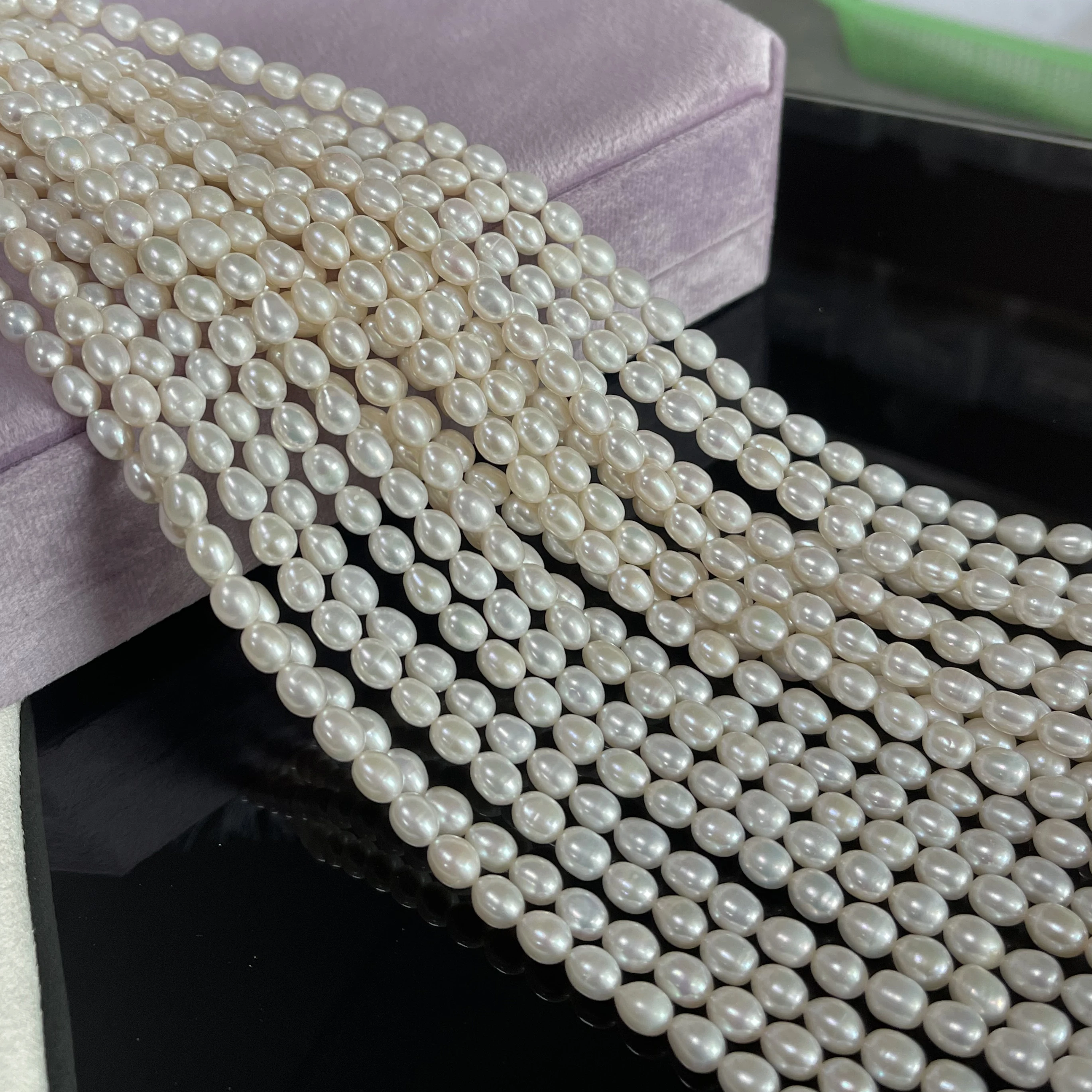 Perle d'eau douce 100% naturelle en forme de riz AAA, haute qualité, blanc, violet, rose, bijoux, bricolage, collier, boucles d'oreilles, accessoires