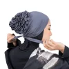 nouvelles femmes pré attachées hijabs pour femmes turban chapeau intérieur hijab casquettes couleur unie dos fleur abaya islam udnerscarf femmes hijabs