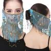 Voile de danse avec perles pour femmes, rideau de visage à pampilles