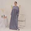 abaya – robe longue musulmane unie pour femmes, ramadan eid, velours, satin, manches ballon, robes africaines islamiques, dubaï, turc, caftan modeste